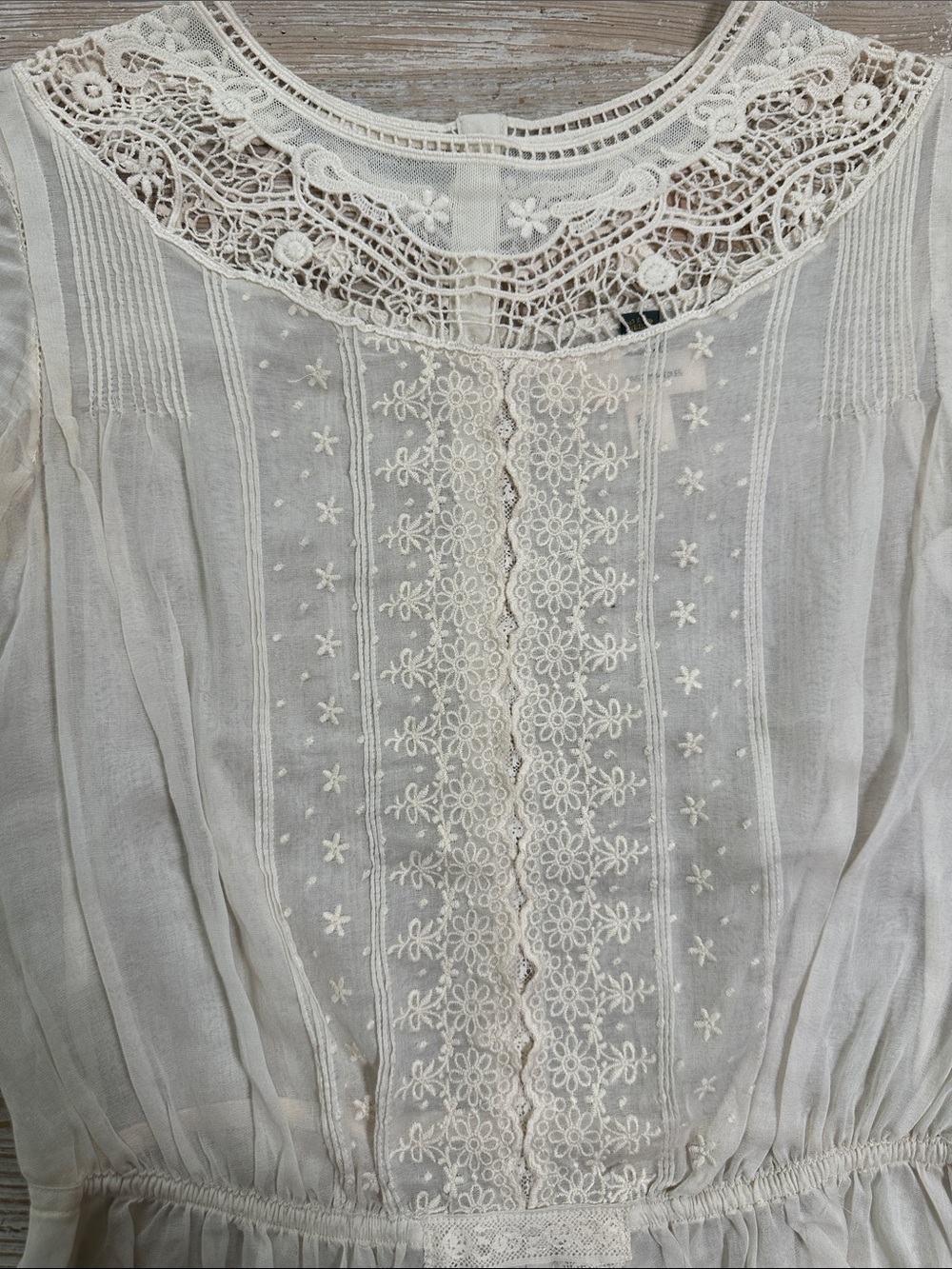 Pins and Needles Vintage-Inspired White Lace Women's Prairie Blouse Ivory XS - Picture 4 of 10